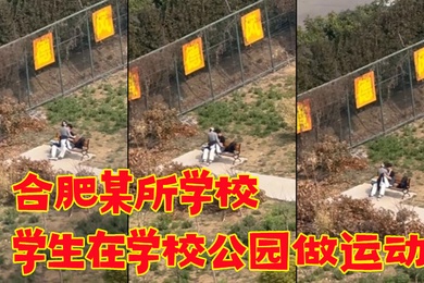 合肥某所学校学生在学校公园做运动春天来了