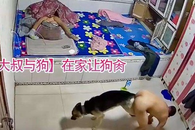 大叔与狗在家让狗肏还被拖着走