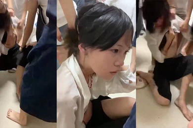 一群人渣多人欺负一小女孩萝莉耳光