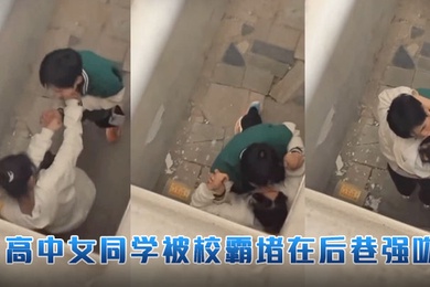 高中女同学被校霸堵在后巷强吻
